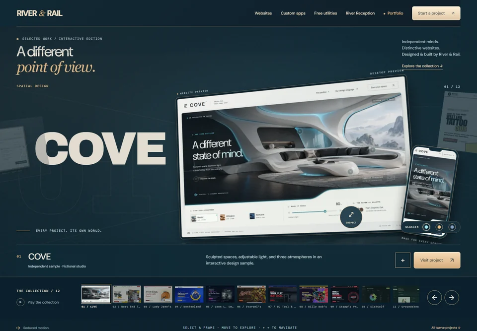 River and Rail interactive portfolio exhibition